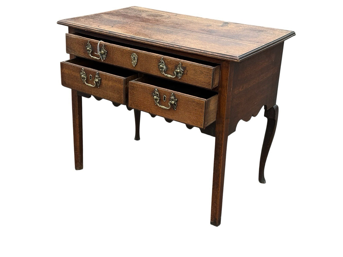 Antique Georgian Oak Lowboy Side Table 18th Century 3 Drawer Dresser Base