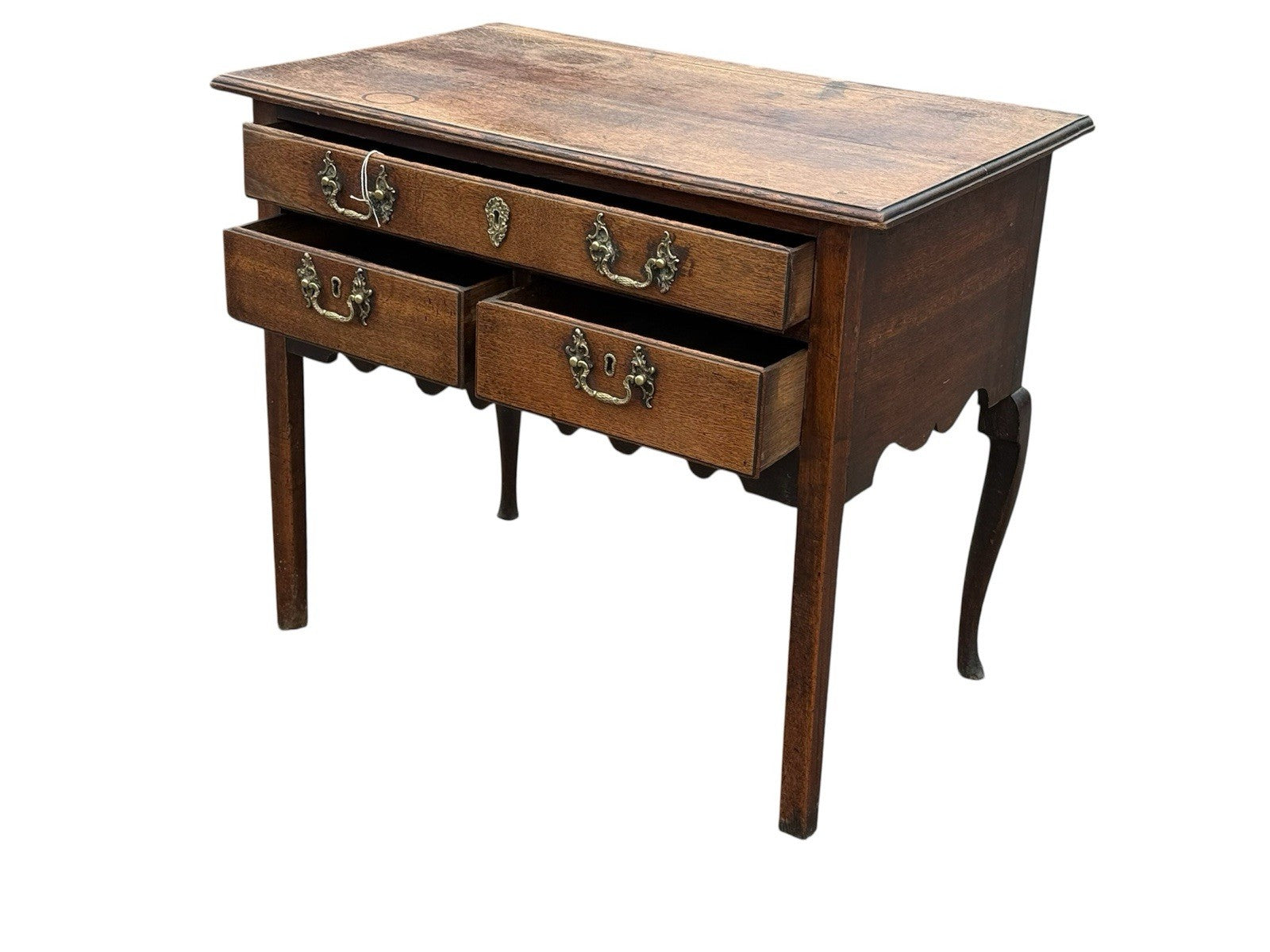 Antique Georgian Oak Lowboy Side Table 18th Century 3 Drawer Dresser Base