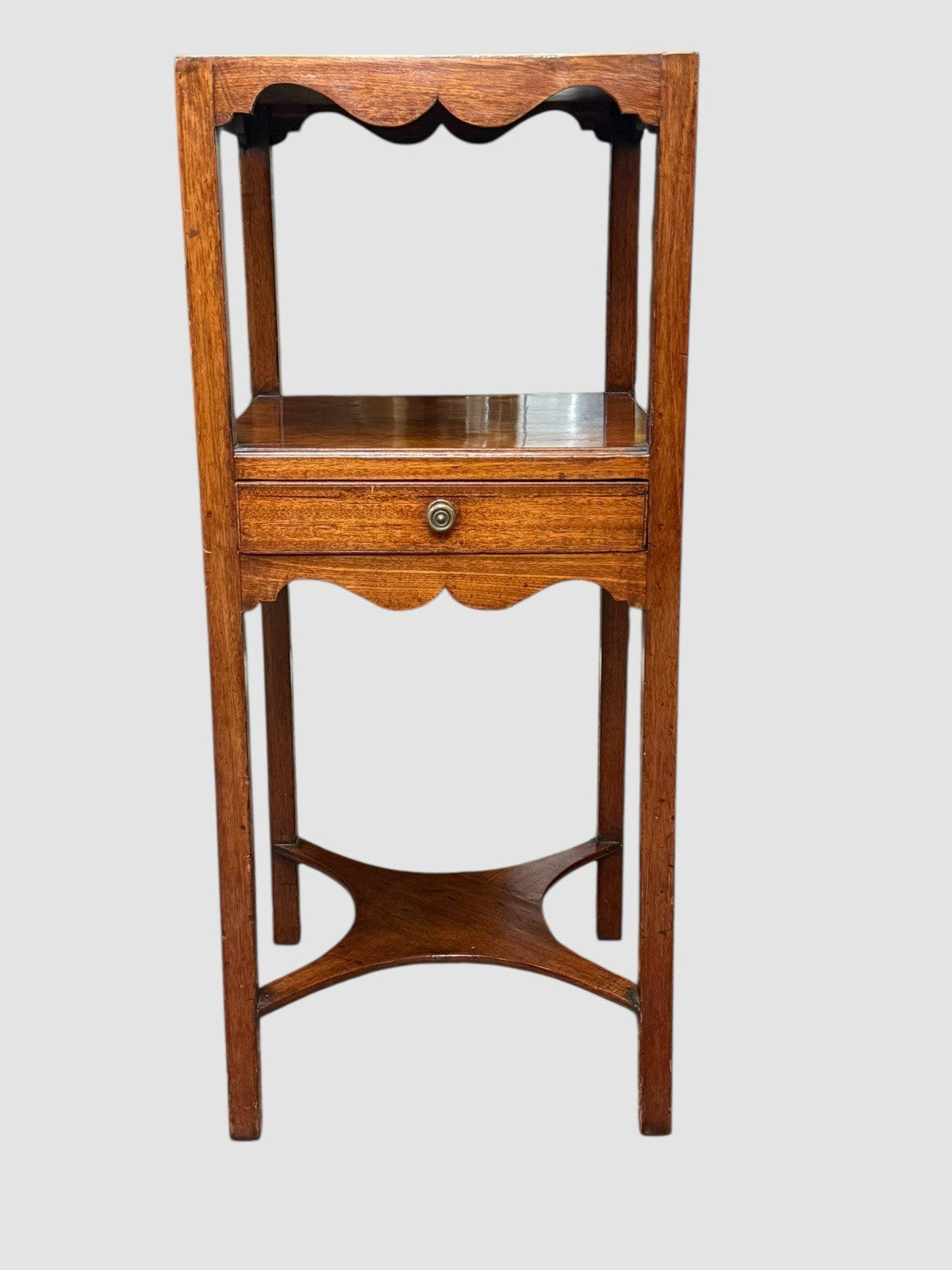 Antique Victorian Mahogany Washstand Side Table Single Drawer Tier Stand 19th C