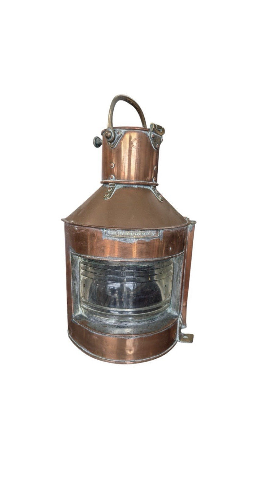 Pair Antique Alderson & Gyde Copper Ship Bow Navigation Lanterns Port Starboard