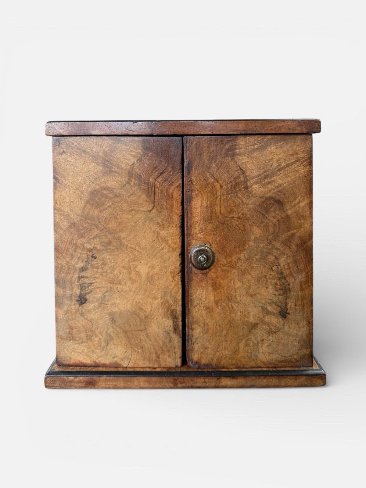 Antique Burr Walnut Collectors Display Cabinet Cupboard