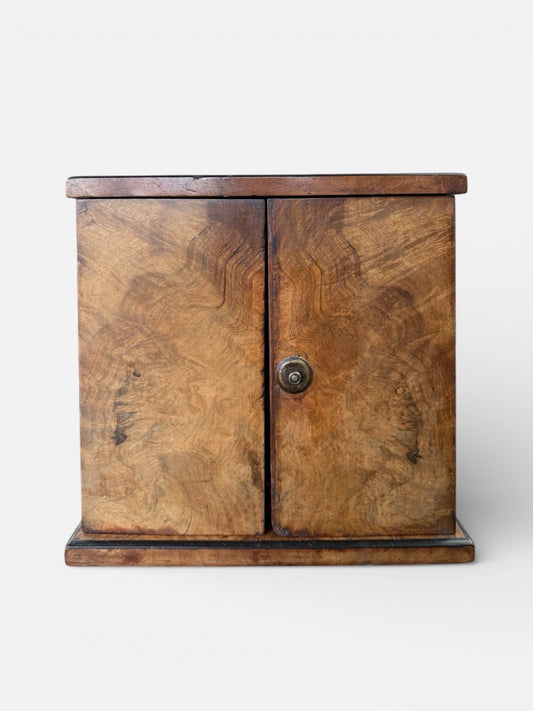 Antique Burr Walnut Collectors Display Cabinet Cupboard