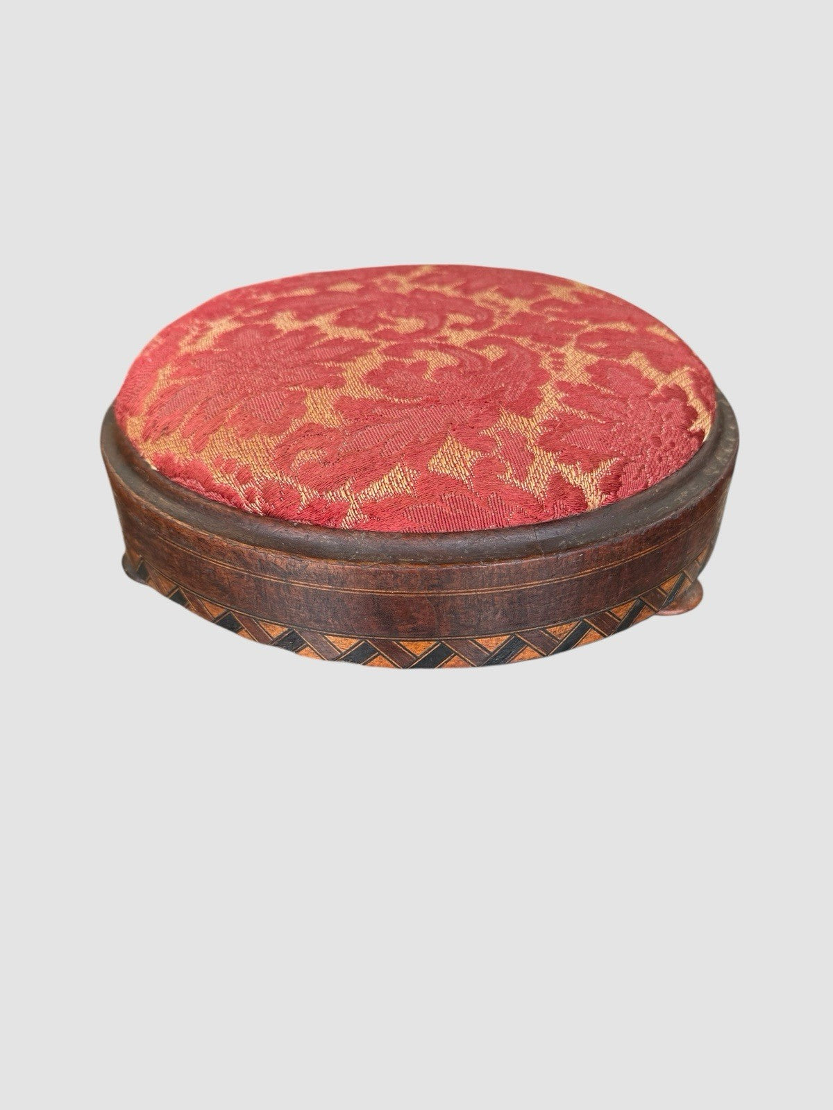 English Victorian Ebonised Cushioned Footstool Art Nouveau Detail