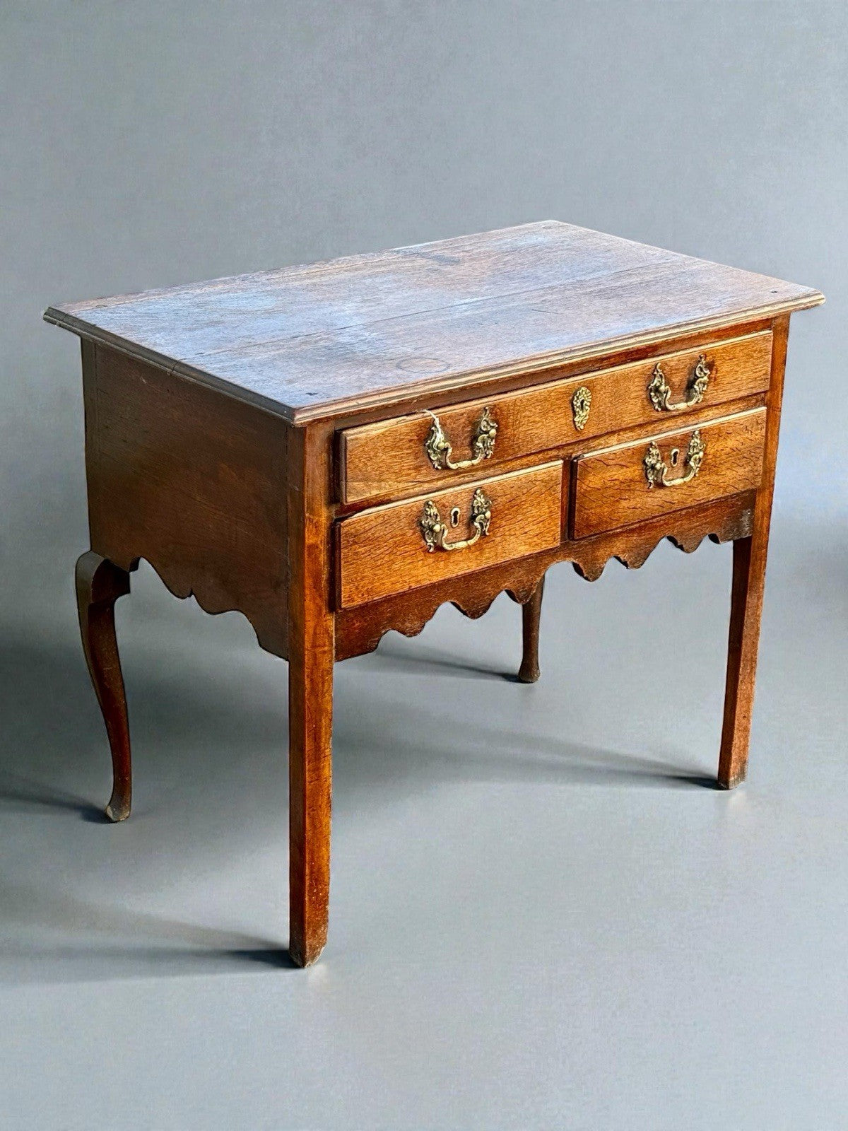 Antique Georgian Oak Lowboy Side Table 18th Century Cabriole Legs Drawer
