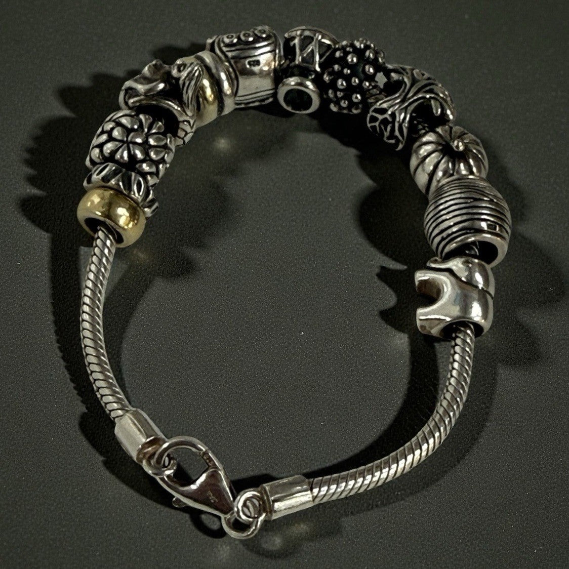 Silver 925 Charm Bracelet with 12 Charms Vintage Jewellery Sterling Gift