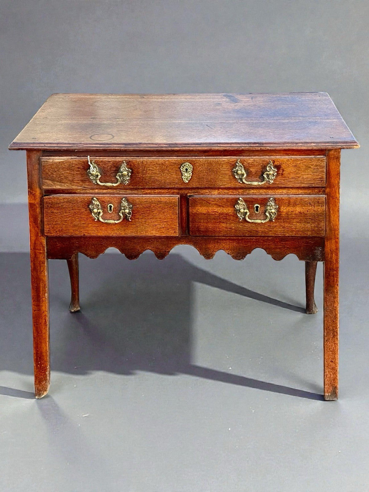 Antique Georgian Oak Lowboy Side Table 18th Century Cabriole Legs Drawer