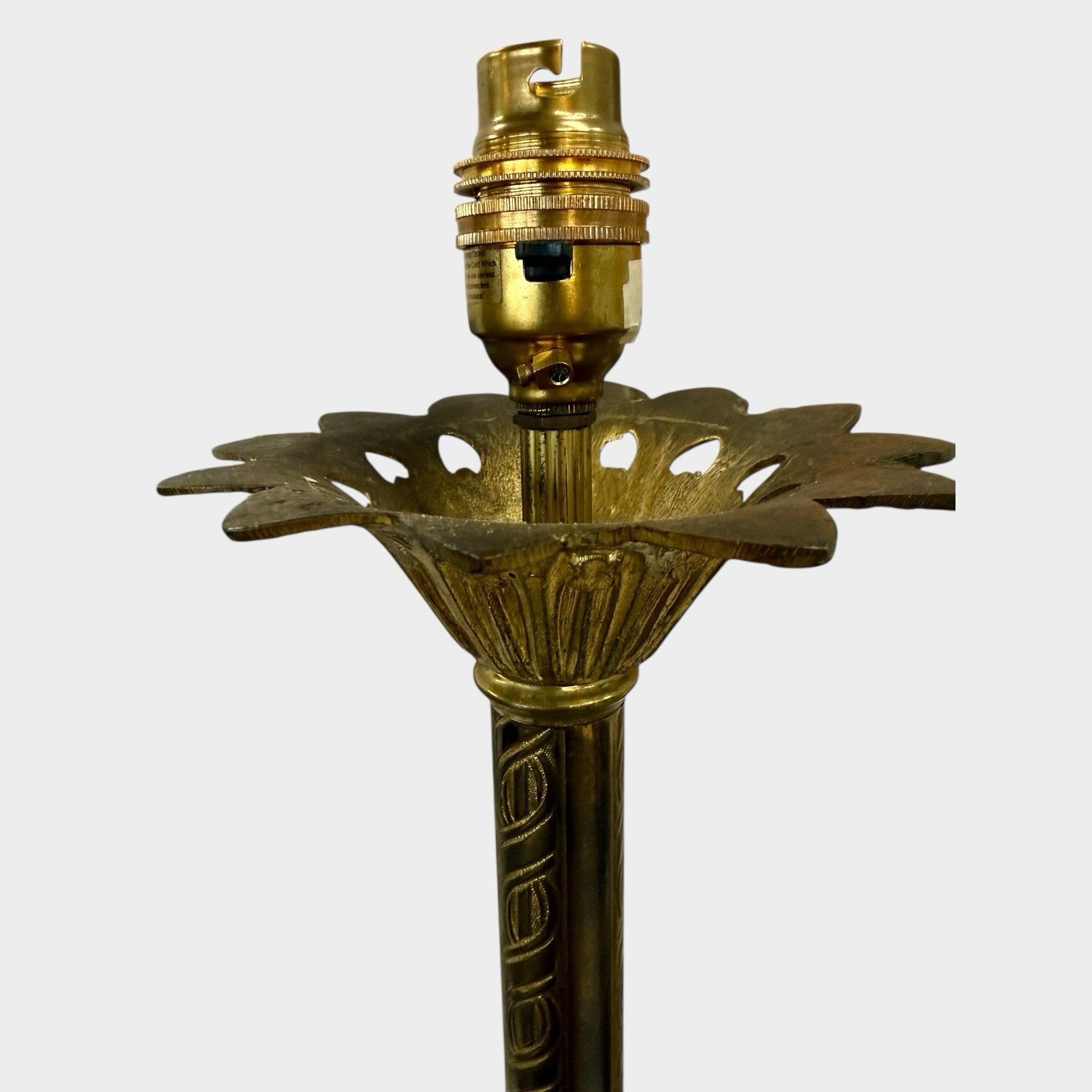 Pair of Vintage Column Table Lamps Classic Brass Style Bedside Lights