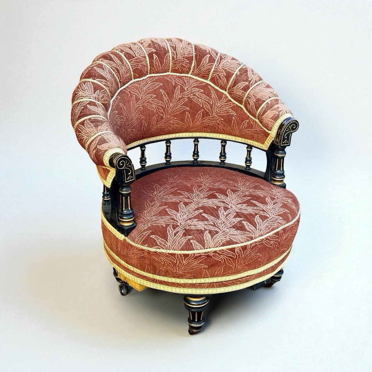 Antique Victorian Ebonised Revolving Armchair 