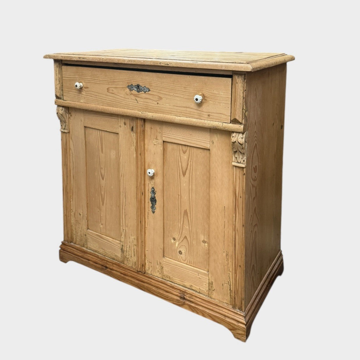Victorian Stripped Pine Sideboard 19th Century Antique Storage Cabinet