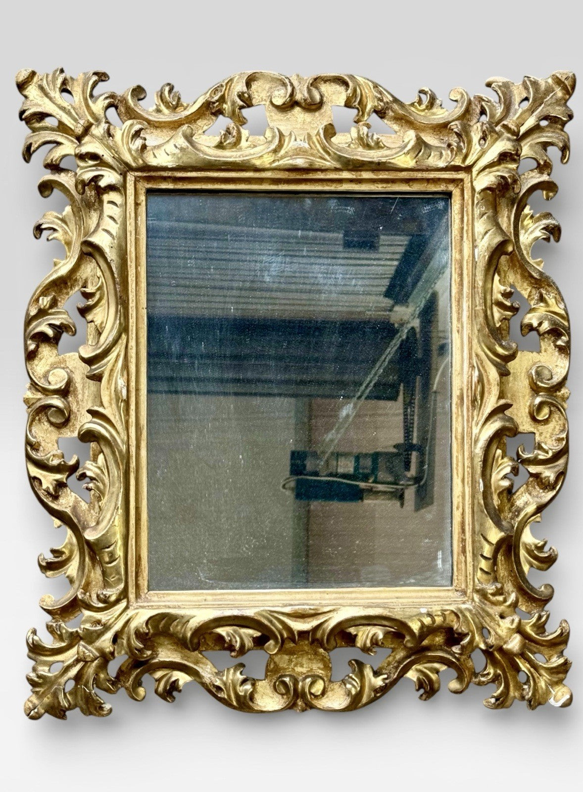 Antique Pair Carved 19th Century Giltwood Florentine Wall Mirrors