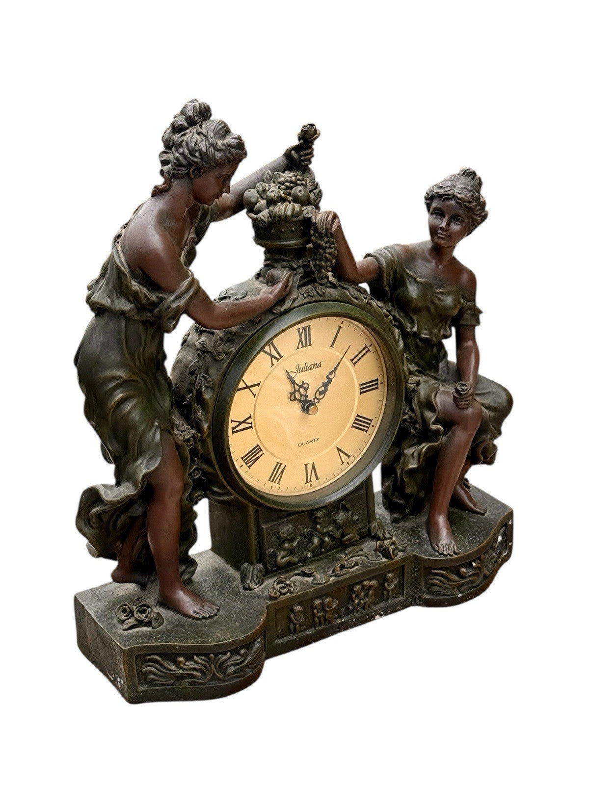 Vintage Juliana Cast Bronze Mantel Clock