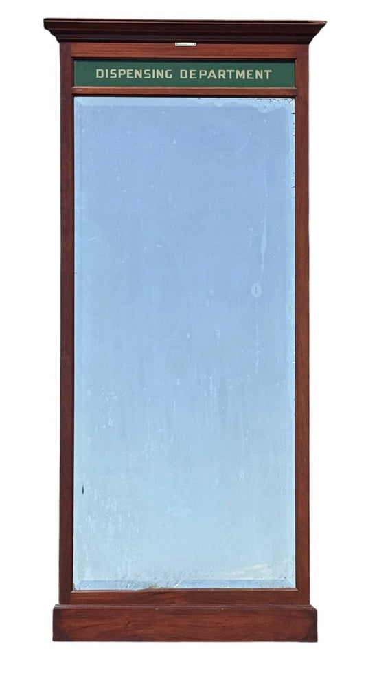 Antique Pharmacy Dispensing Department Mirror Mahogany Chemist Shop