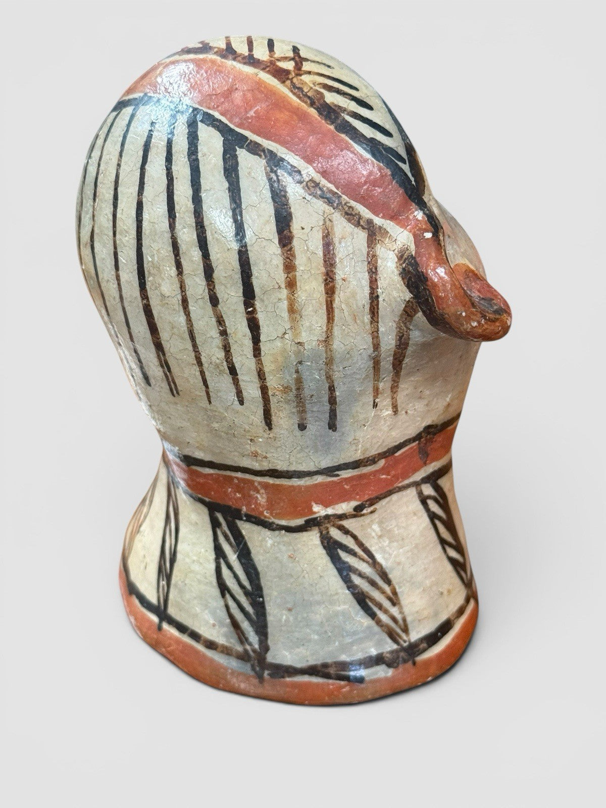 Vintage Peruvian Clay Head Sculpture Pottery Bust Folk Art Tribal Figure