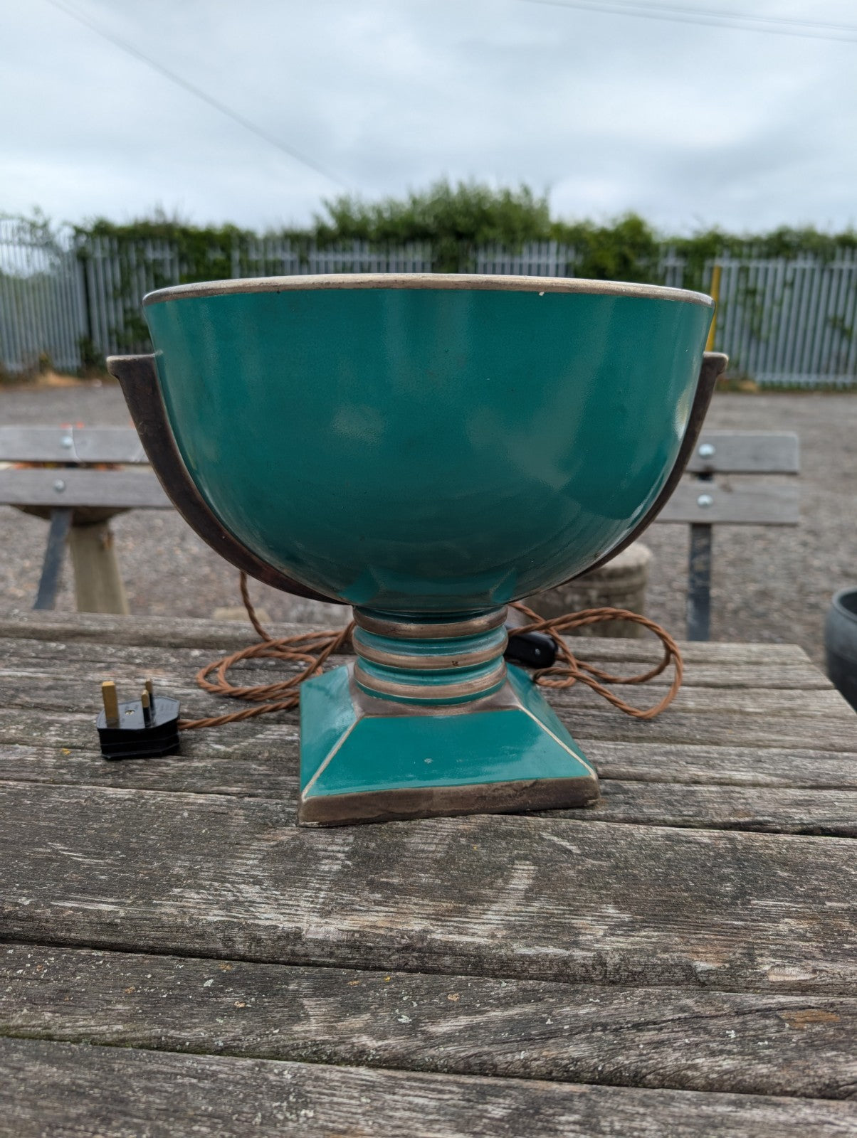 Art Deco Ceramic Crackled Glazed Green Urn Style Lamp Lumivase Lamp