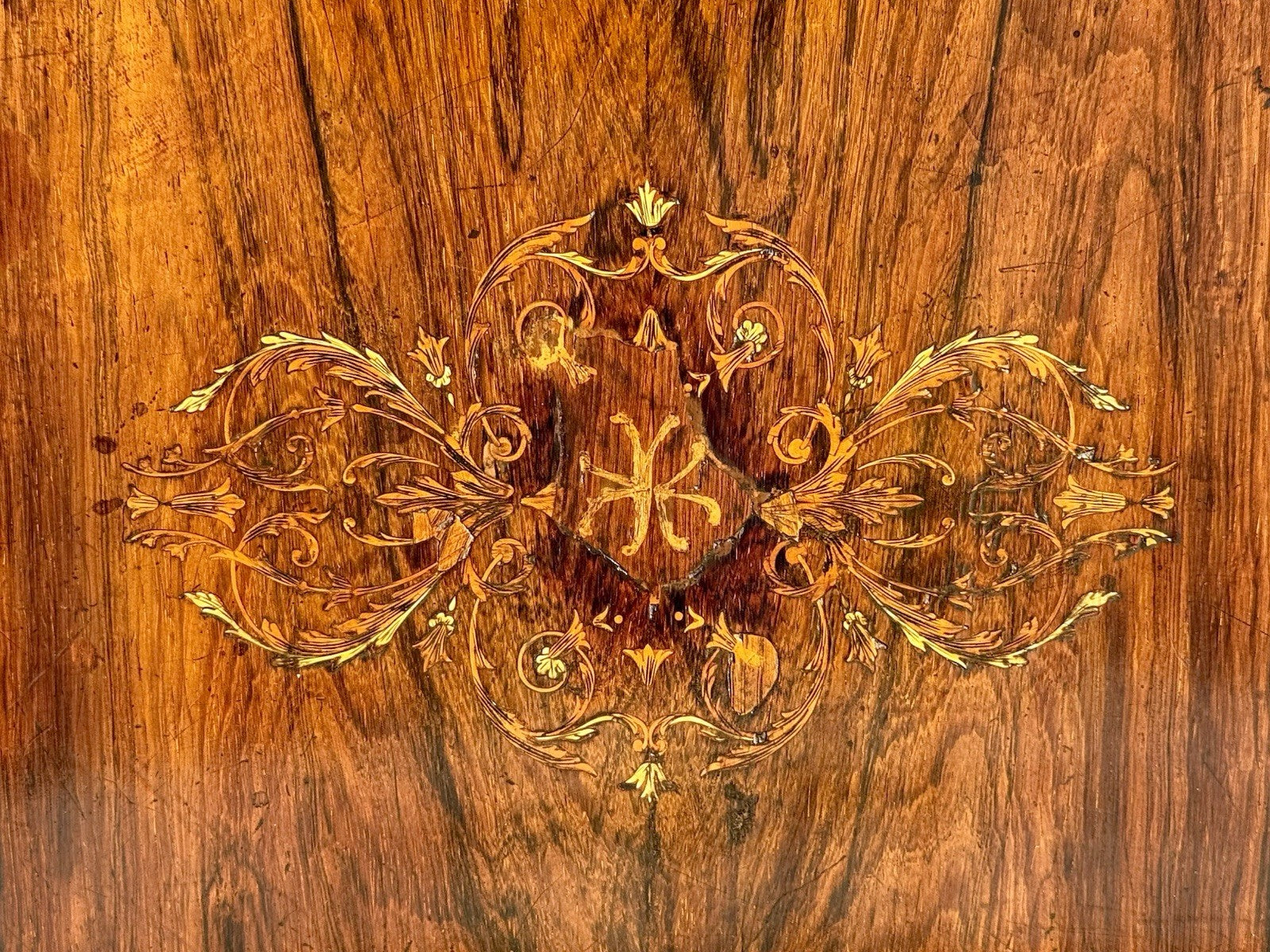 Antique English Inlaid Rosewood Table 