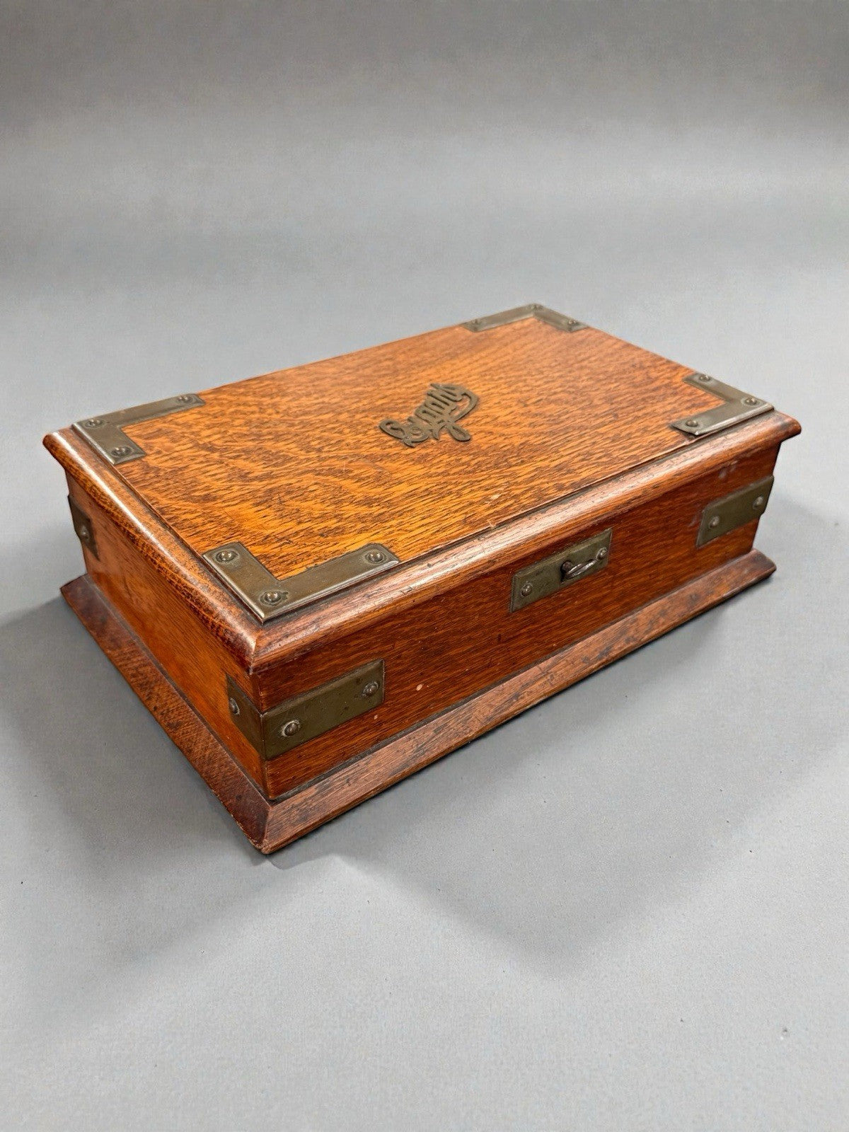 Antique Cigar Case, English, Oak, Cedar, Desktop Humidor, Edwardian, Circa 1910