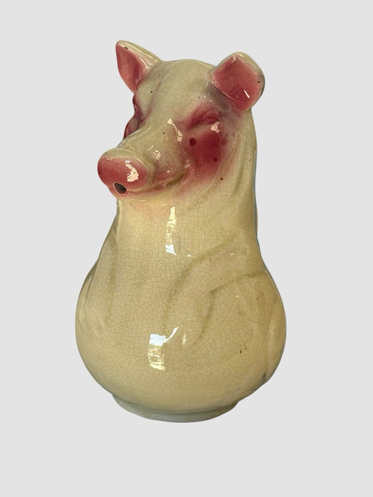 Antique Majolica Glazed Ceramic Pig Jug Pitcher Creamware Style Rustic