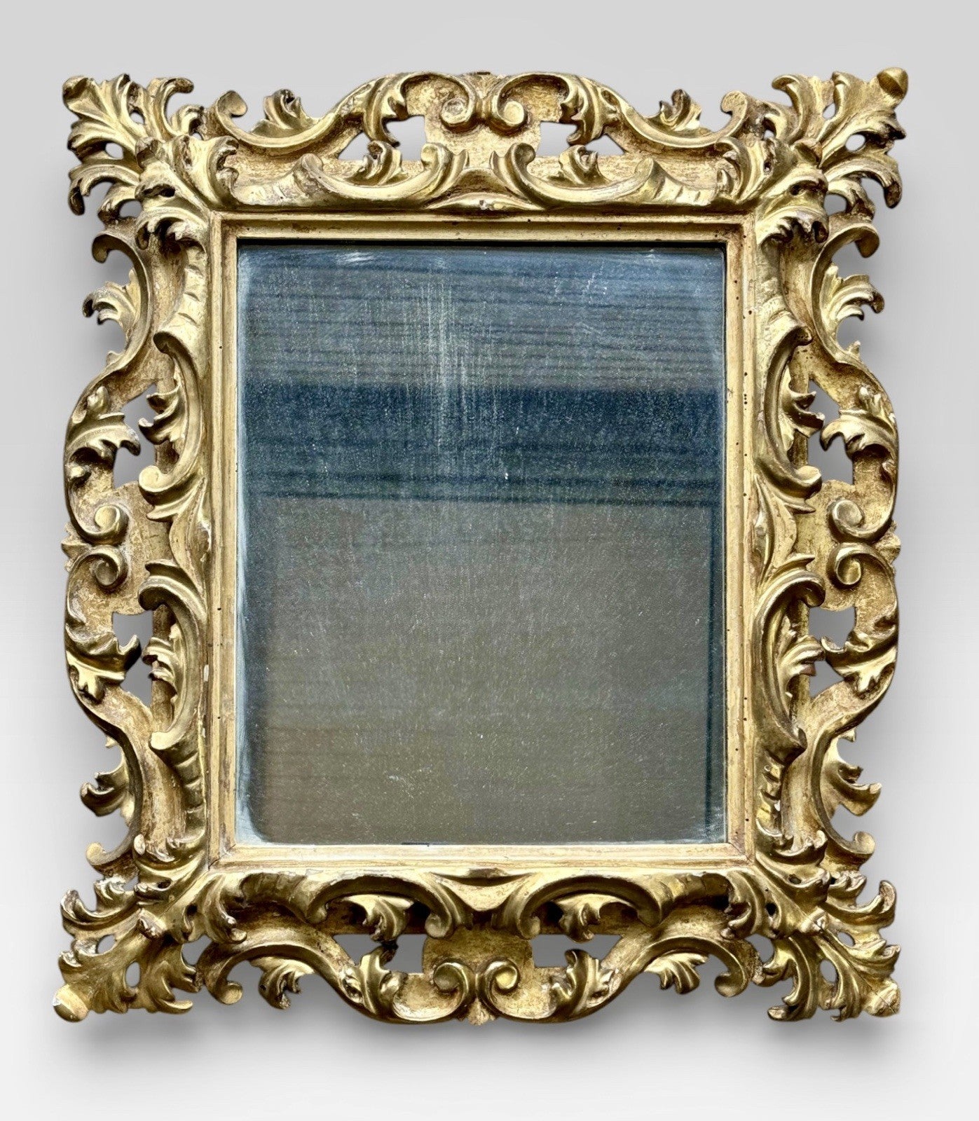 Antique Pair Carved 19th Century Giltwood Florentine Wall Mirrors