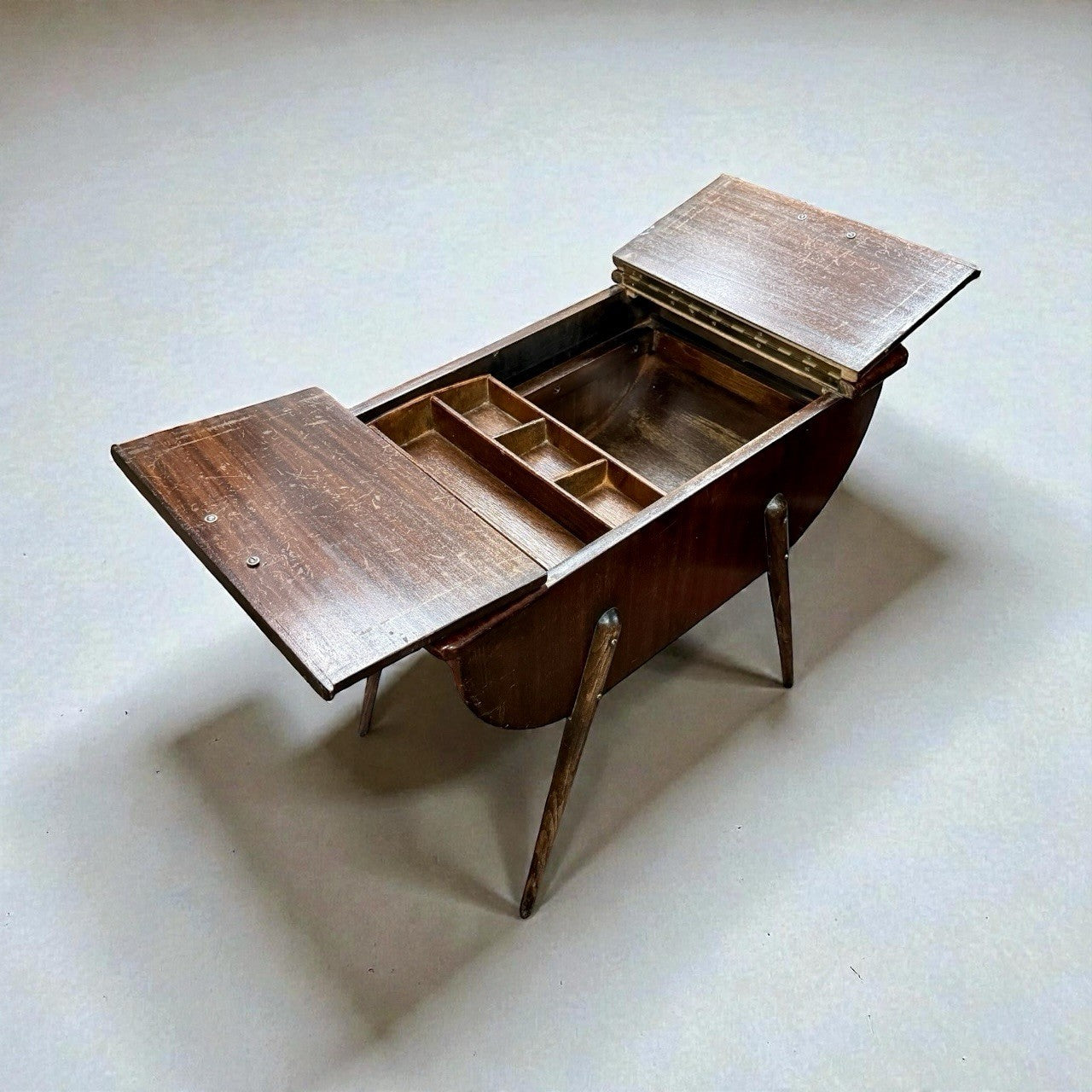 Vintage Wooden Sewing Box with Lift Out Trays Storage Craft Collectible