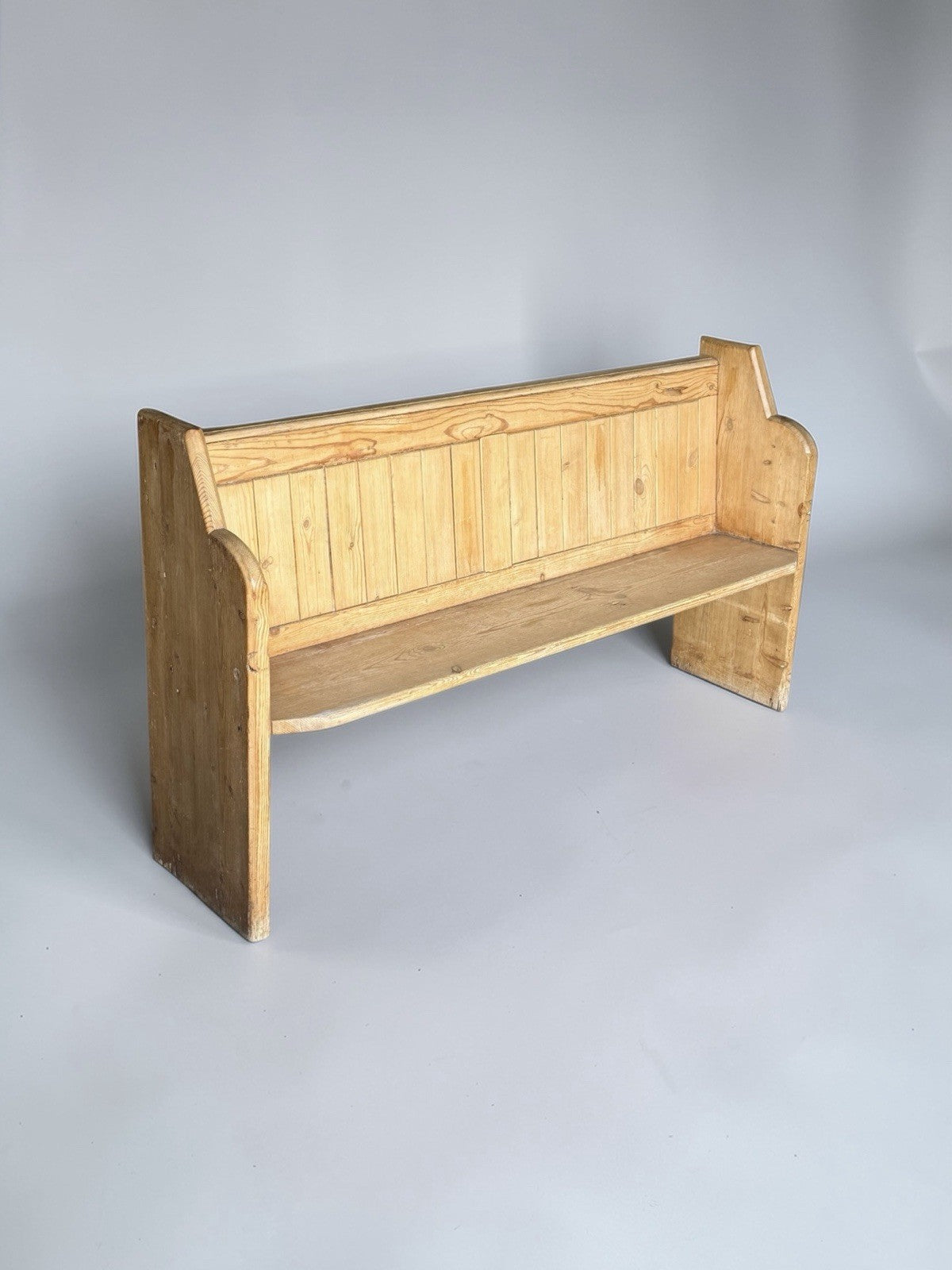 Antique Pine Church Pew Solid Wood Chapel Bench Rustic Seating Vintage