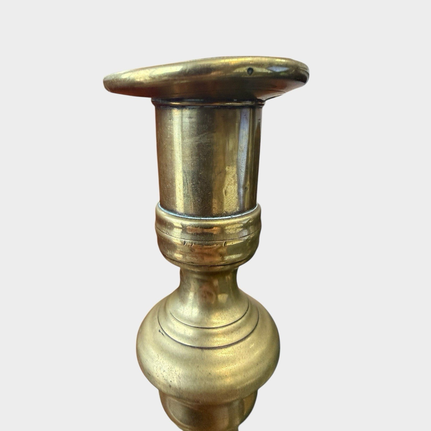 Pair Antique Victorian Brass Candlesticks 19th Century Original