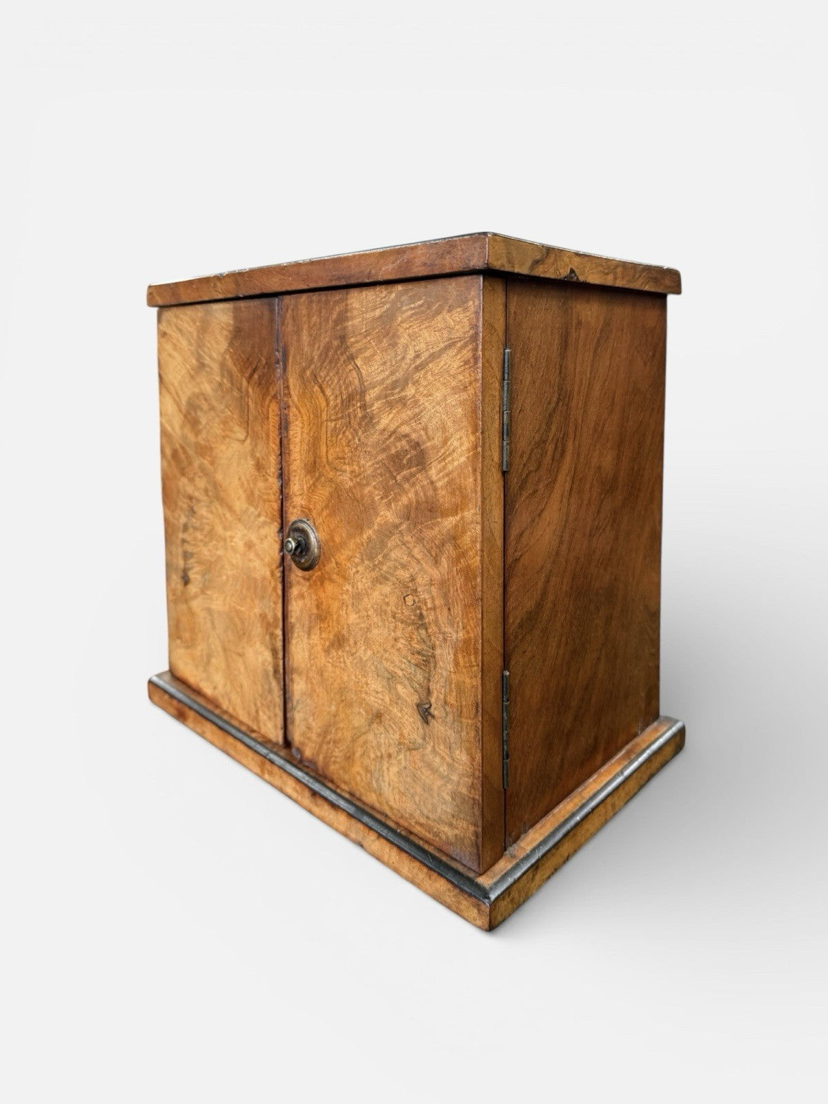 Antique Burr Walnut Collectors Display Cabinet Cupboard