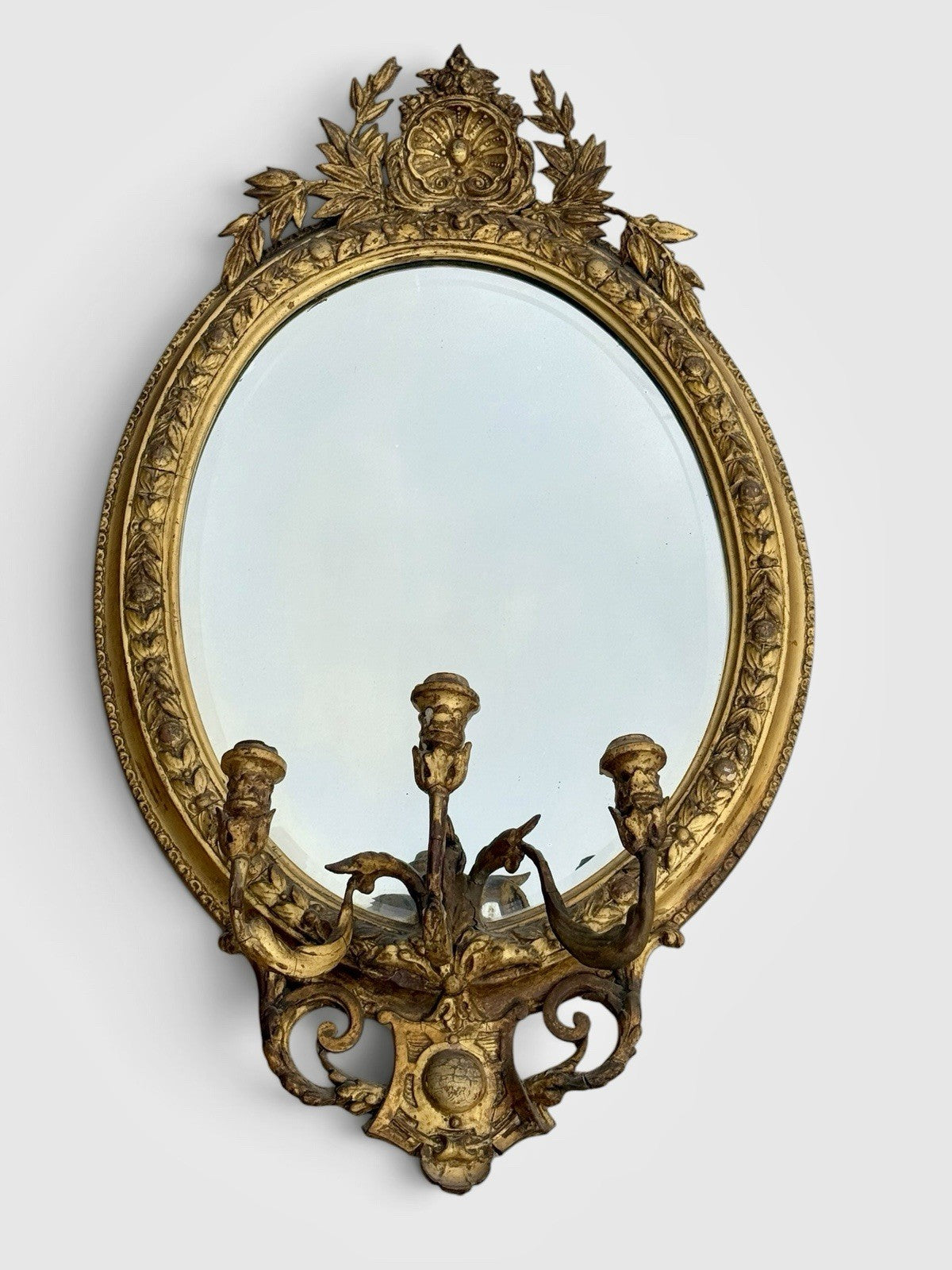 Antique Victorian Gilt & Gesso Girandole Mirror C1850 Ornate Wall Mirror