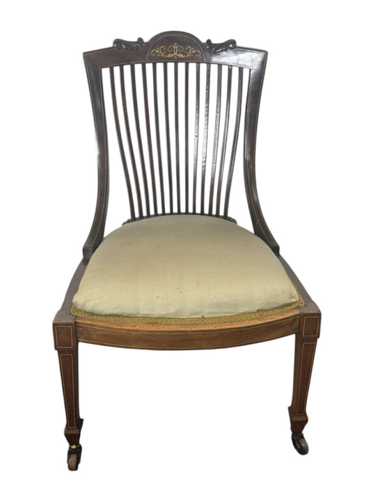 Antique Edwardian Mahogany Low Chair Bedroom
