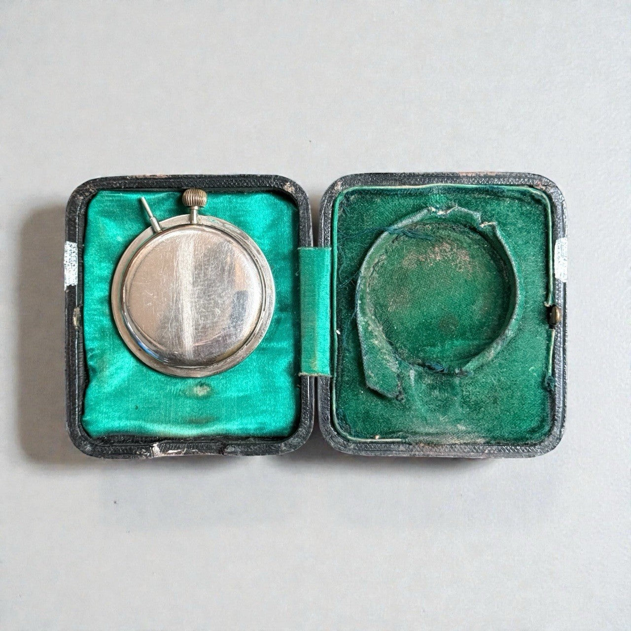 Antique Silver Travelling Clock Timepiece Working Condition