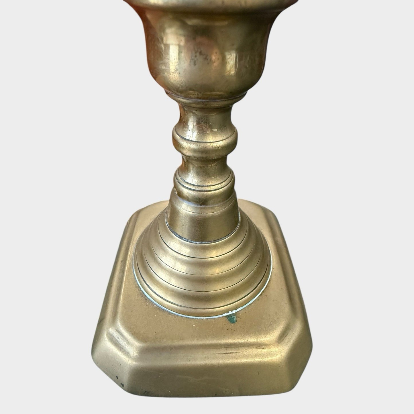 Pair Antique Victorian Brass Candlesticks 19th Century Original