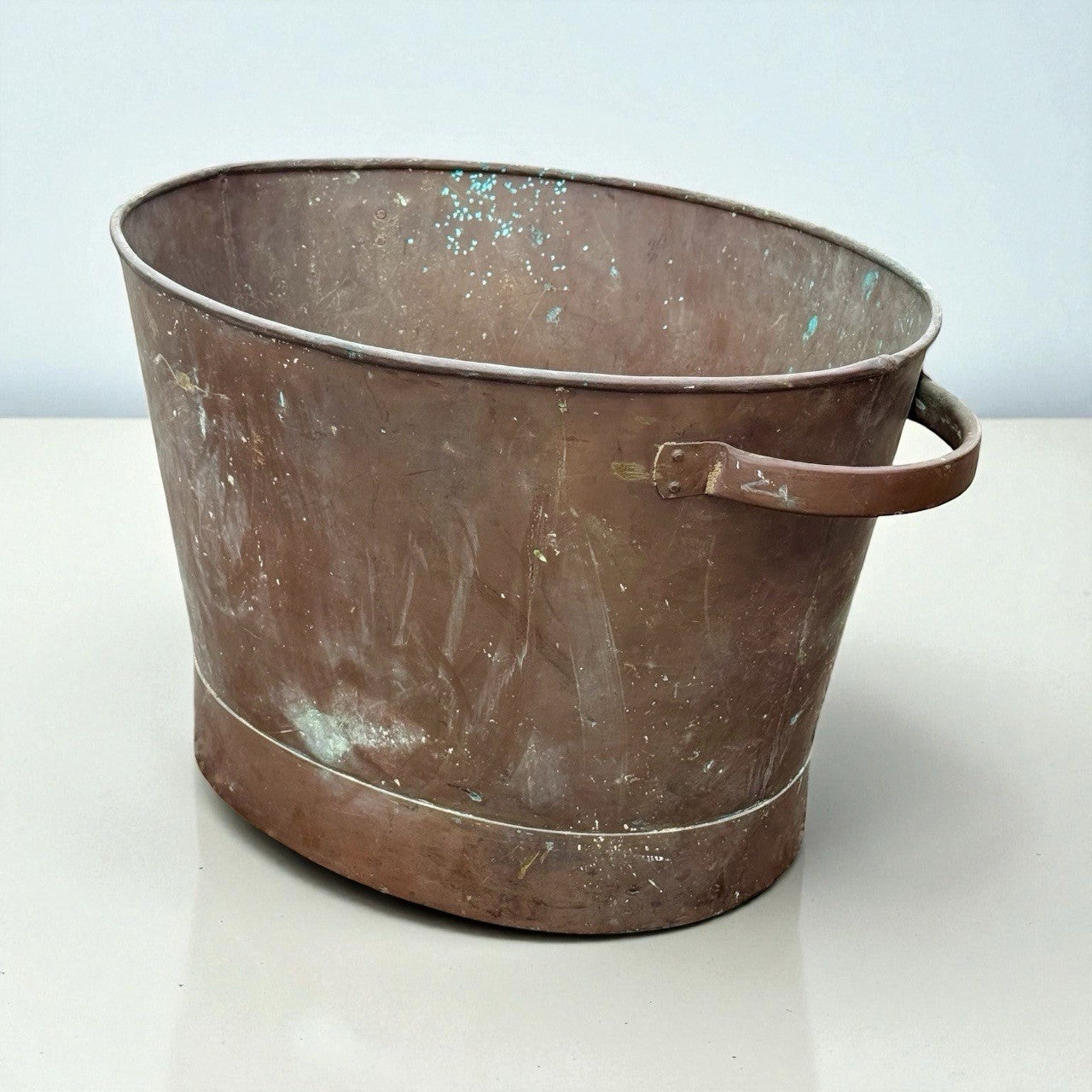 Antique Large Copper Pot Log Bin 