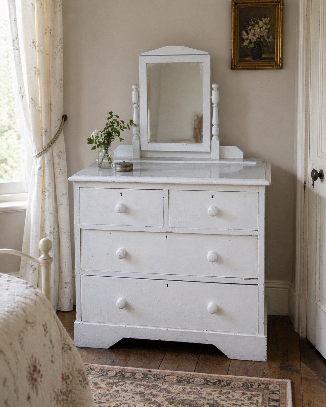 Antique Victorian Pine Painted Dressing Table Rustic Vintage Furniture