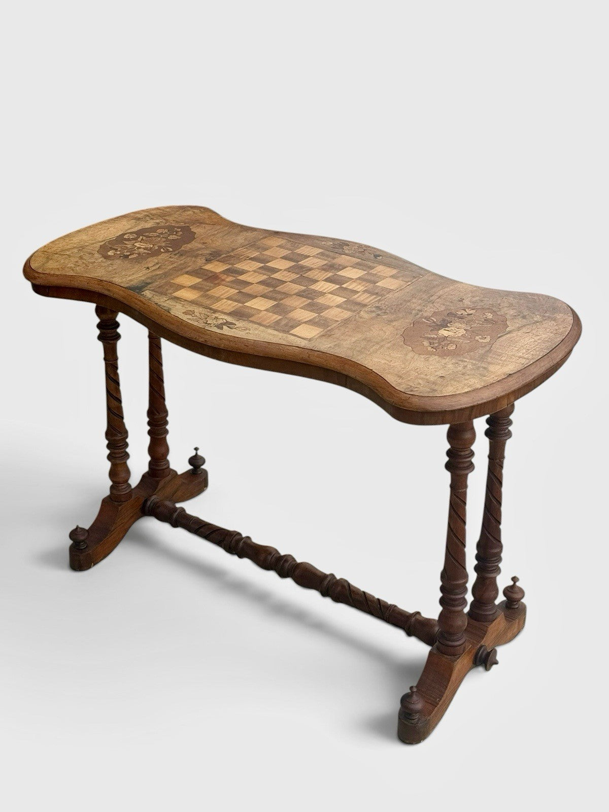 Antique Victorian Walnut Games Chess Table 19th Century Inlaid Board Side Table