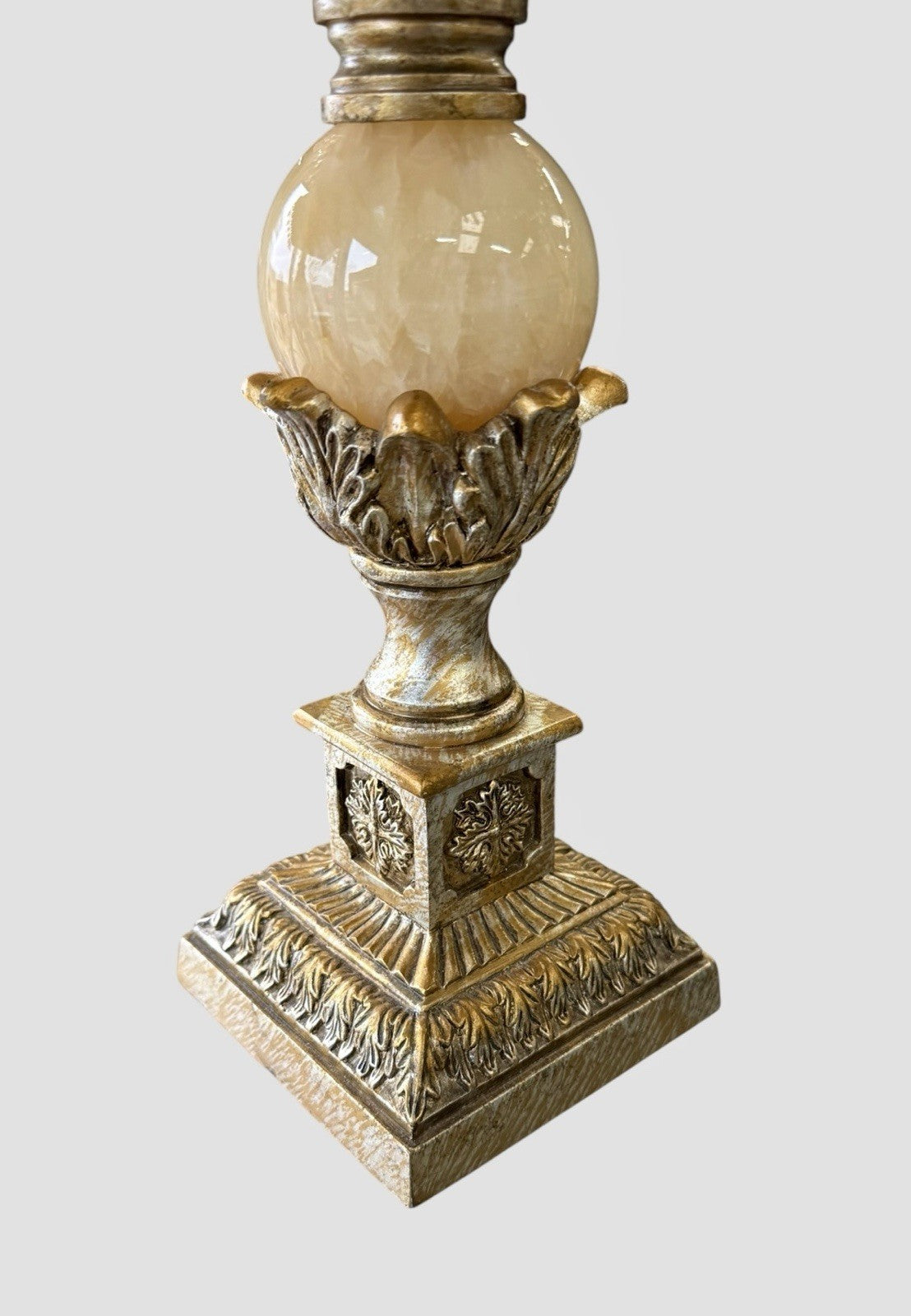 Vintage Neoclassical Table Lamps Pair Ornate Gold Effect with Shades