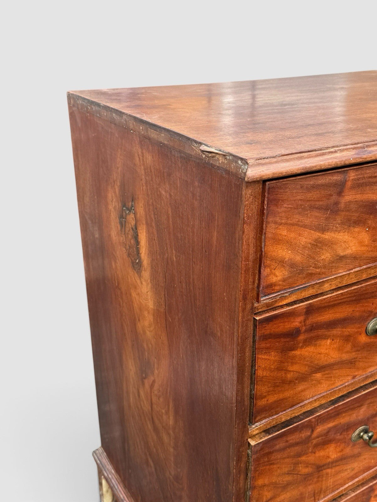 Antique Georgian Mahogany Chest of Drawers 2 Over 3 Brass Handles