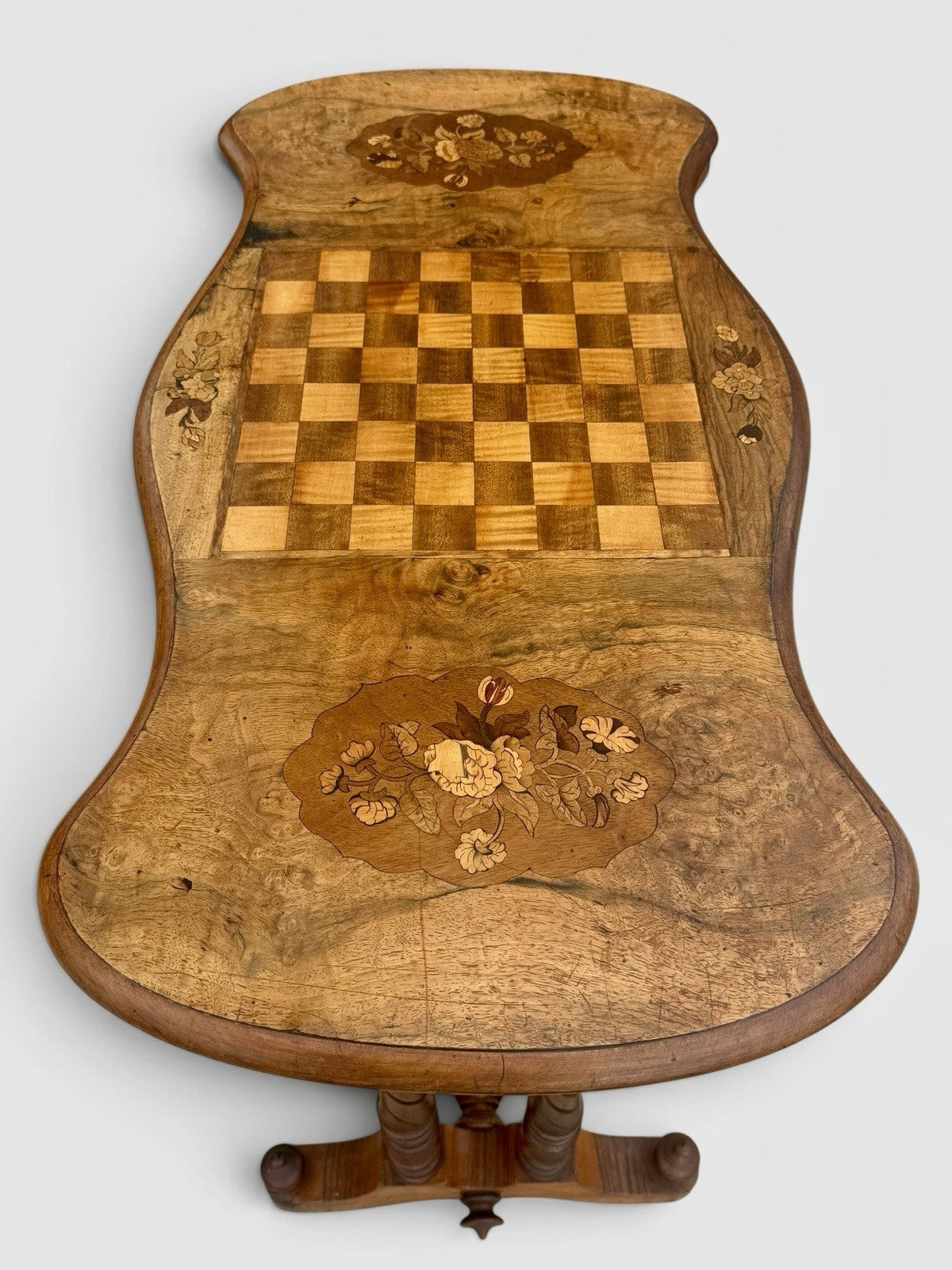 Antique Victorian Walnut Games Chess Table 19th Century Inlaid Board Side Table