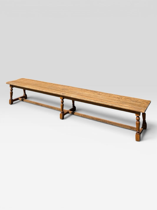 Antique Oak Farmhouse Bench Hall Pew Settle Seat Rustic 8ft