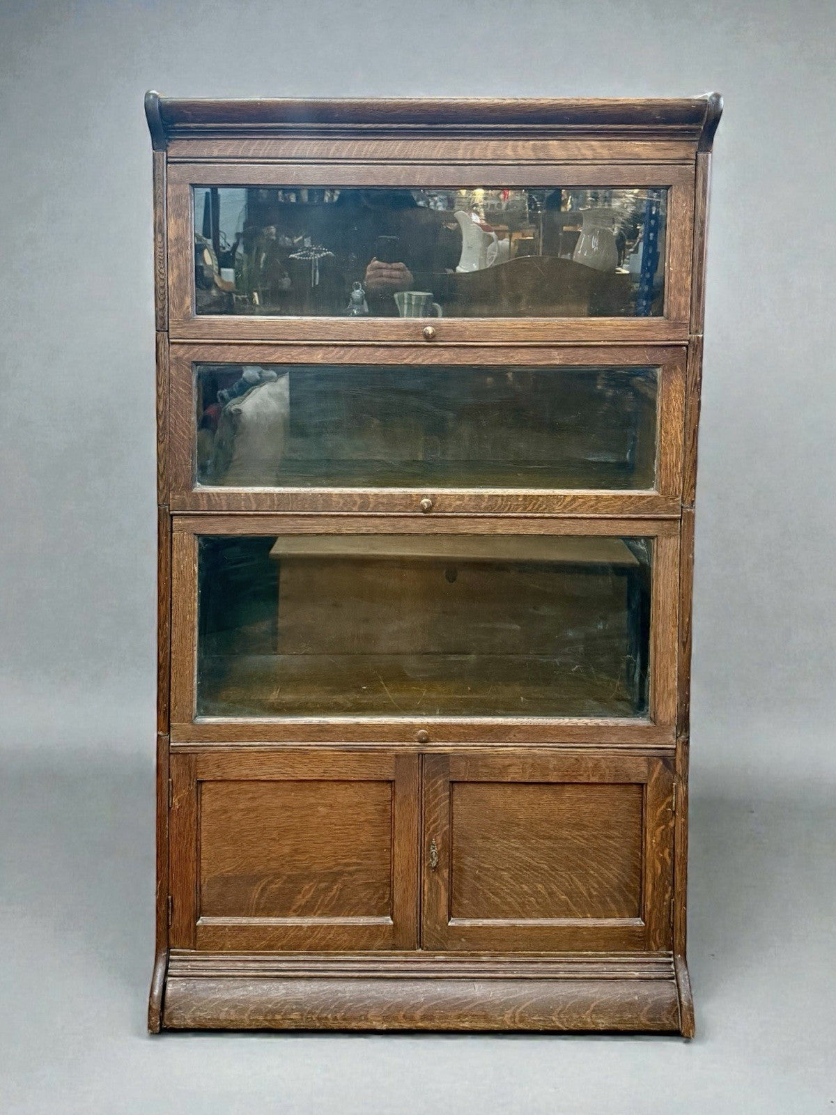 Antique Globe Wernicke Style Barristers Bookcase  Vintage Storage
