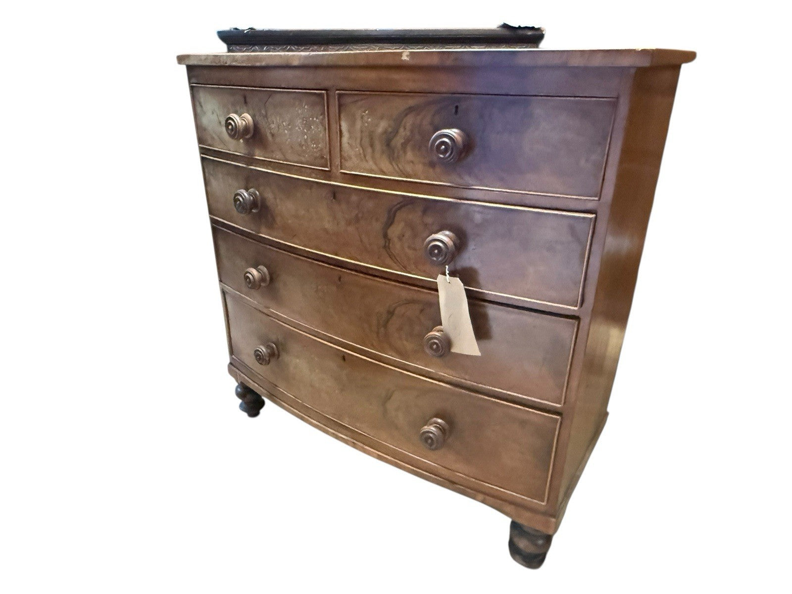 19th Century Mahogany Bow Chest of Drawers | Antique Victorian Bedroom Furniture
