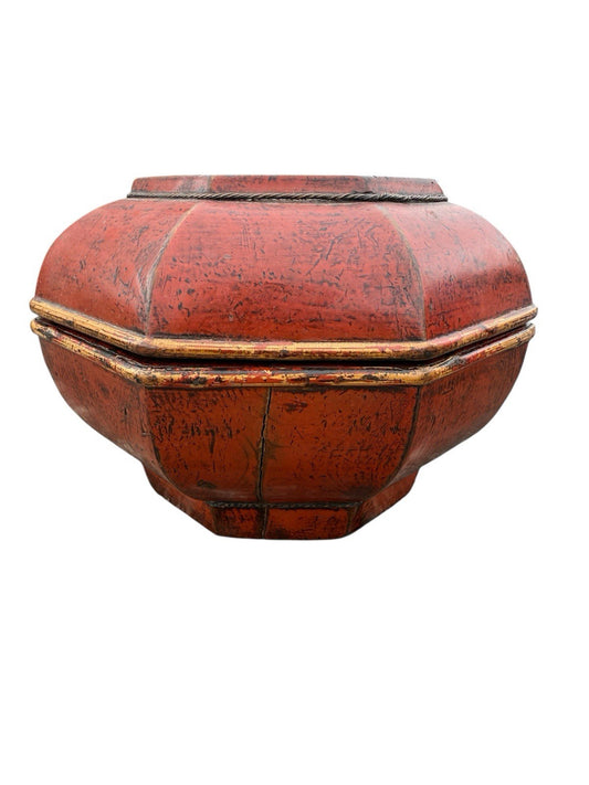Red Lacquered Chinese Wooden Box 