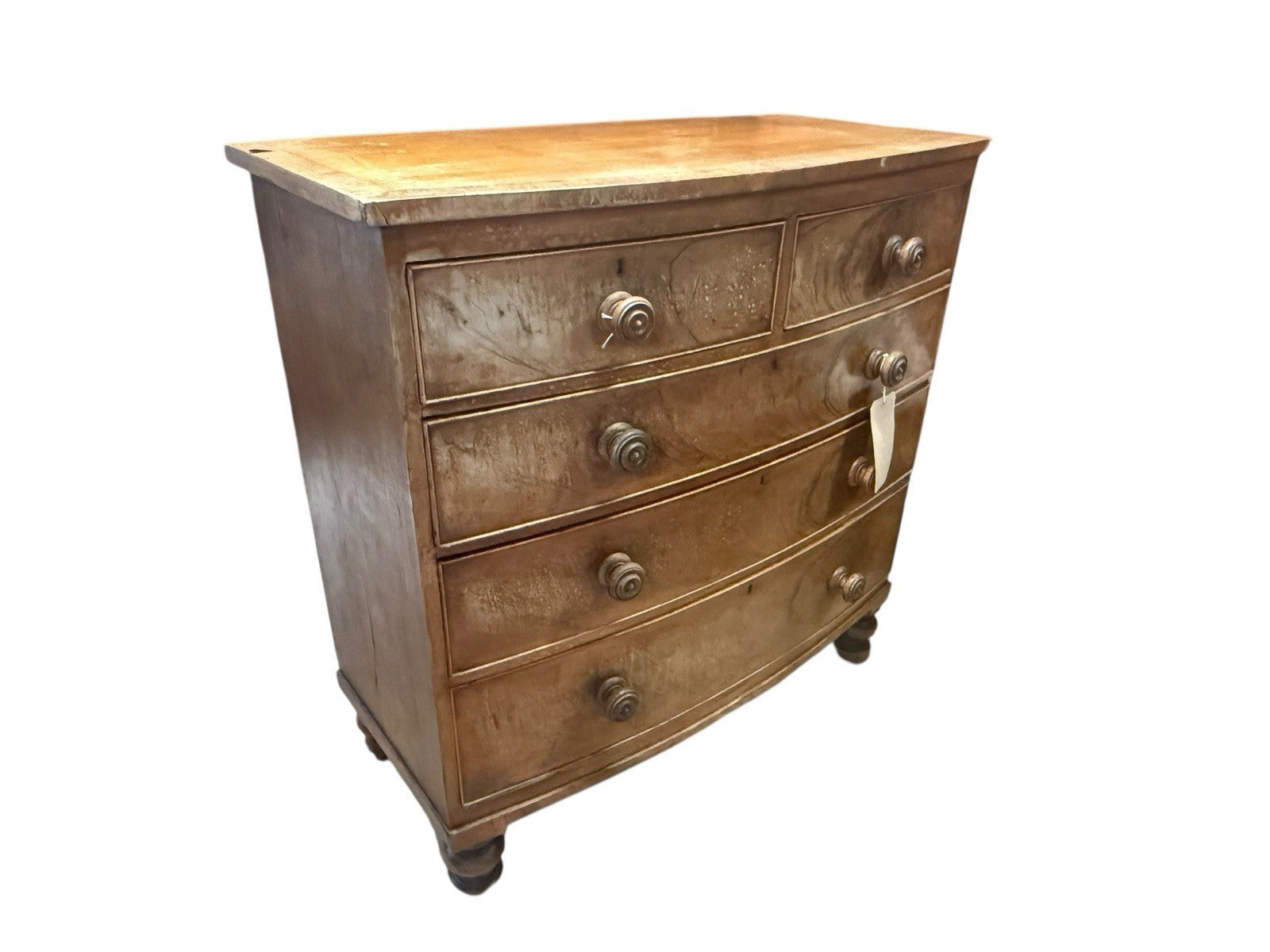 19th Century Mahogany Bow Chest of Drawers | Antique Victorian Bedroom Furniture
