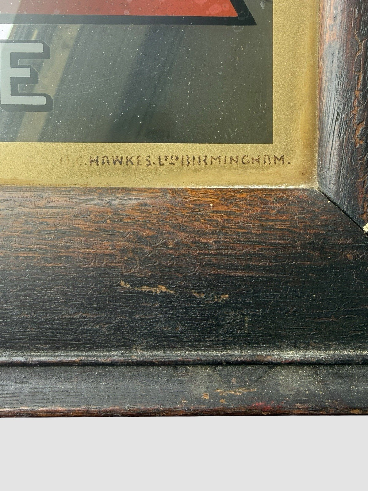 Antique Bass & Co Bass In Bottle Pub Advertising Mirror Sign Oak Frame