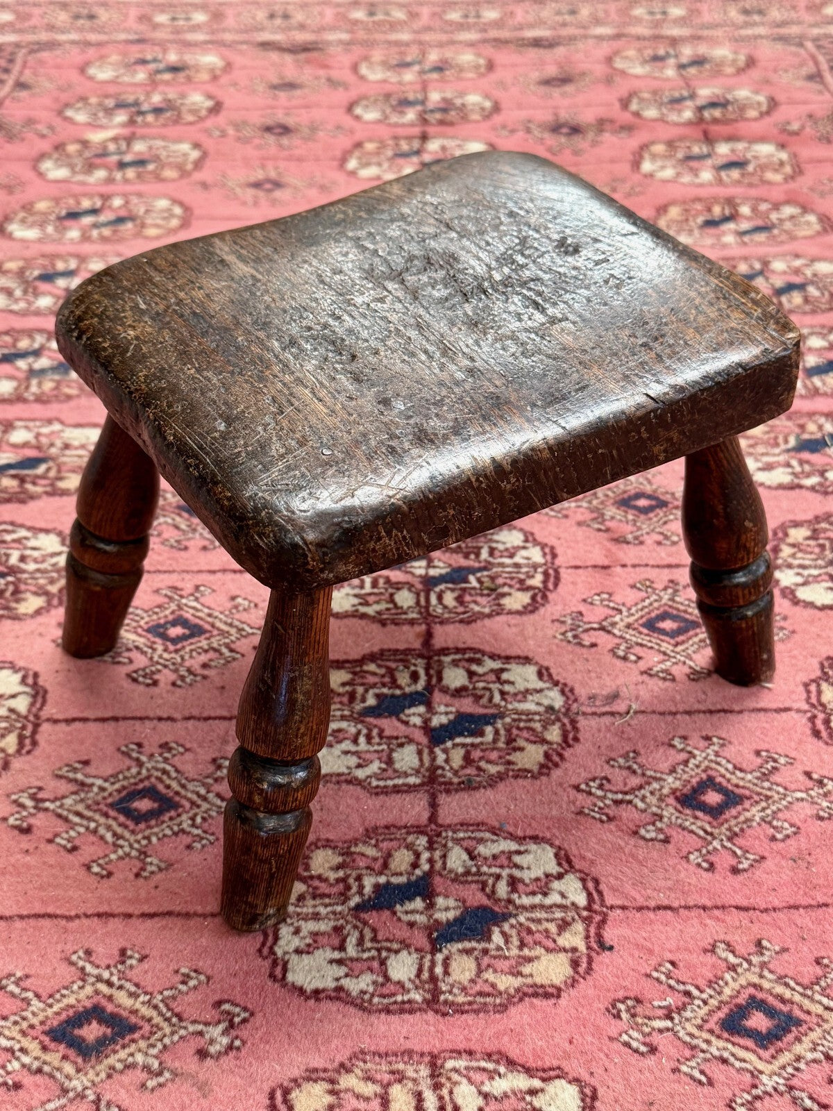 Tiny Oak Stool with Great Patina