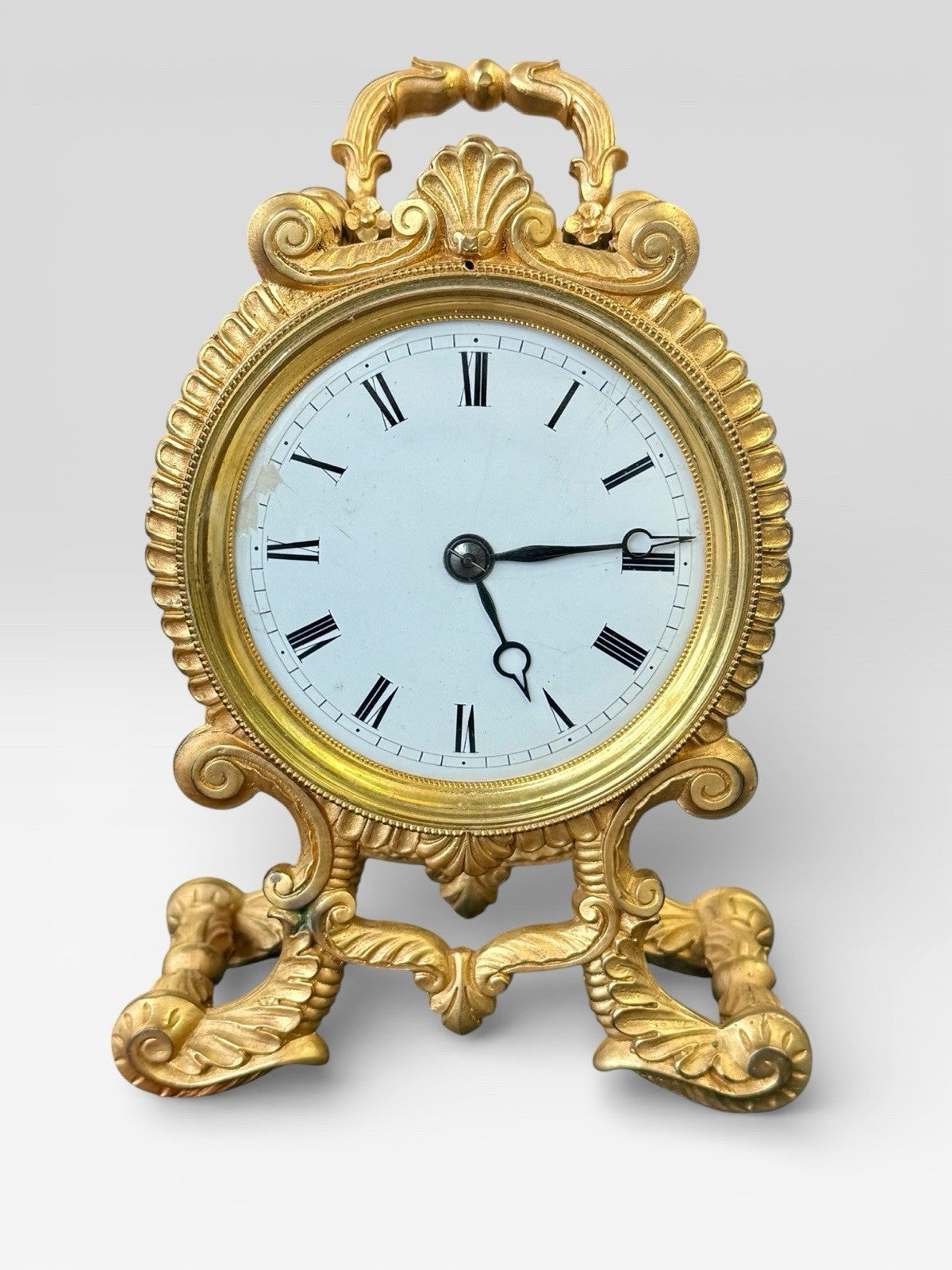 Antique French Ormolu Mantel Clock Rococo Gilt Bronze 19thC