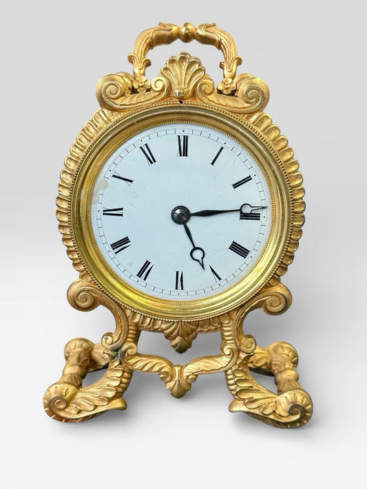 Antique French Ormolu Mantel Clock Rococo Gilt Bronze 19thC