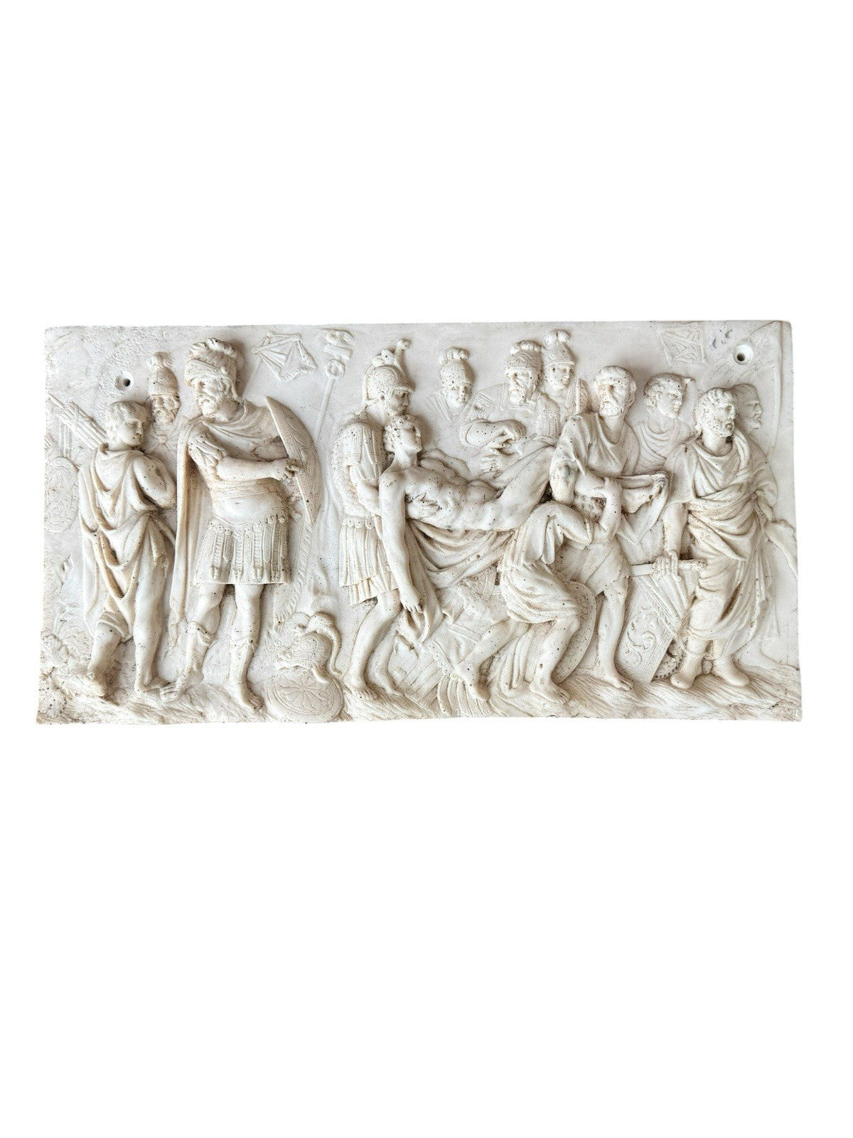 Vintage Roman Sarcophagus Relief Plaque Classical Stone Wall Art Antique Style