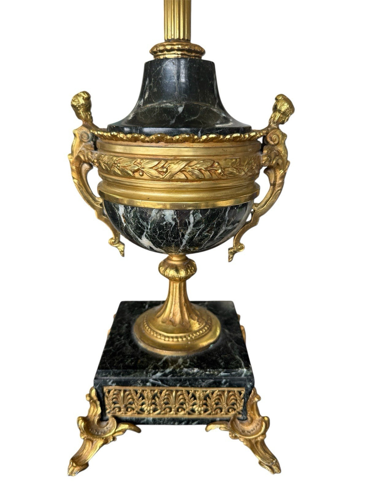 Vintage Neoclassical Black Marble Table Lamp