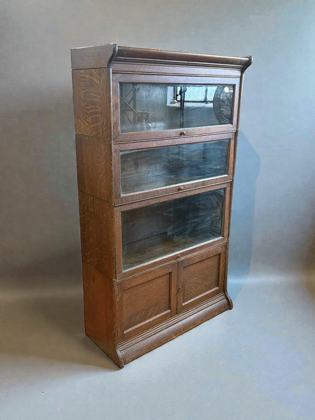 Antique Globe Wernicke Style Barristers Bookcase  Vintage Storage
