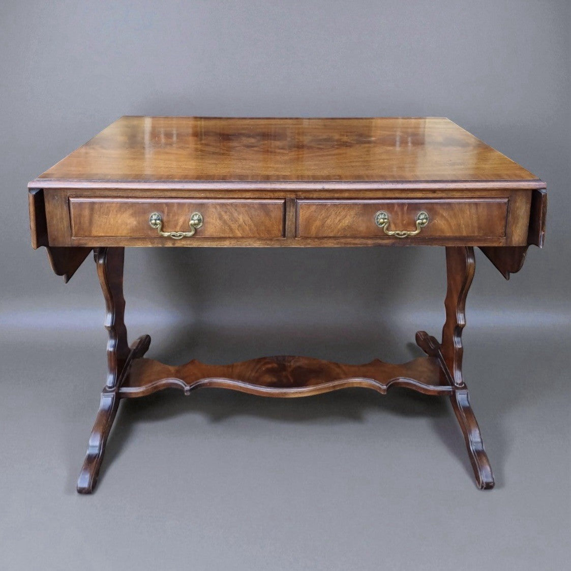 Antique Victorian Mahogany Two Drawer Side Table 19th Century Hall Console