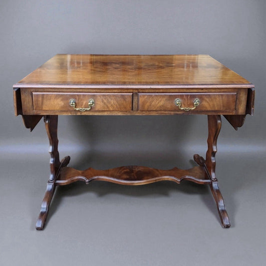 Antique Victorian Mahogany Two Drawer Side Table 19th Century Hall Console